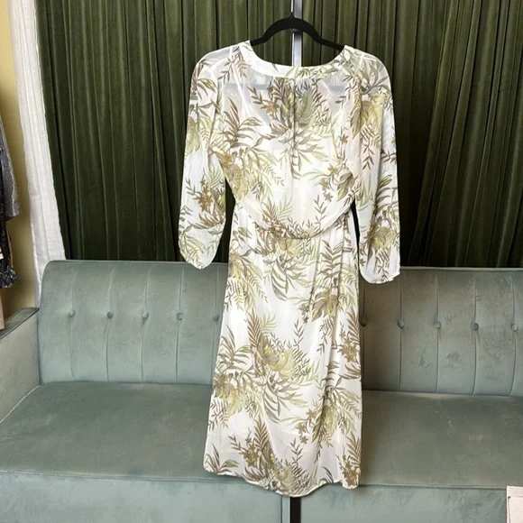 NWT 41Hawthorn White Button Front Sheer Dress with White Slip - Breezy - Picture 4 of 4